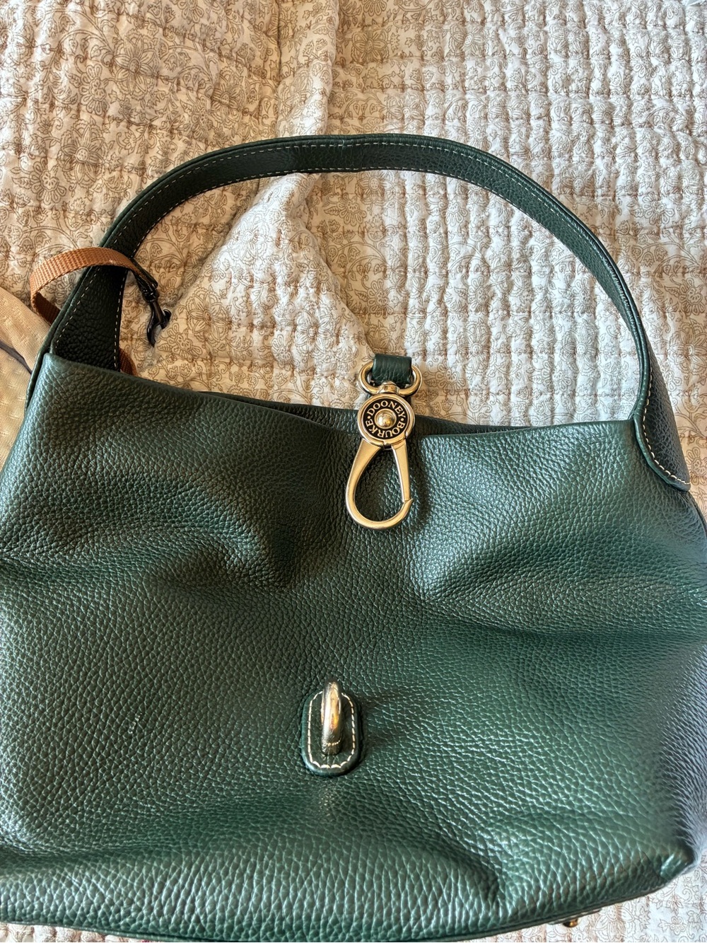 Dooney & Bourke Dark Green Pebbled Leather Shoulder Bag
